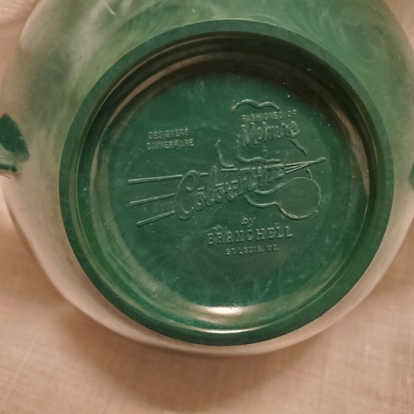 Color-Flyte Mid Century Moderne Creamer + Sugar Branchelle Dk Green - Picture 7 of 9